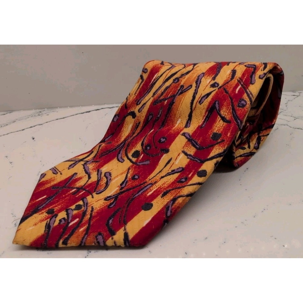 Bugatchi Uomo Tie 100% Silk Made‎ in Italy Bright Abstract Width 3.75"